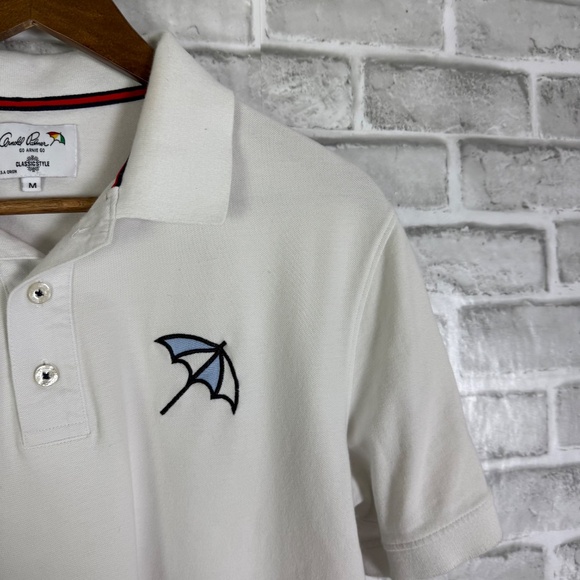 Go Arnie Arnold Palmer White Collared Team USA BIG LOGO Golf Polo Mens Medium - Picture 3 of 8